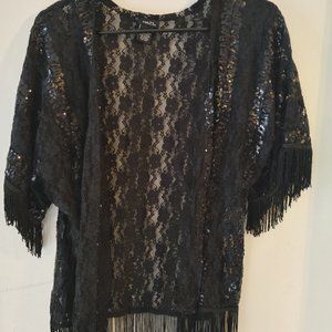Beaded Shrug with Tassle Bottom